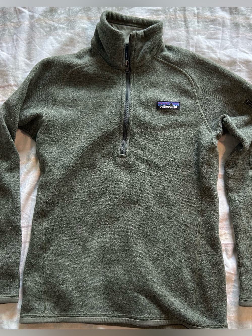 Patagonia Boy’s Olive Green Better Sweater 1/4 Zip Fleece EUC XS 4-5